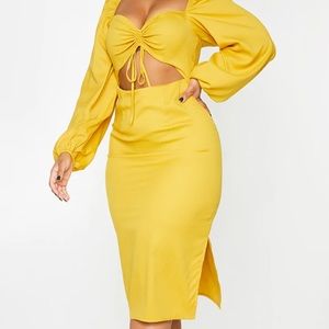 Pretty Little Thing - Mustard Cut Out Dress